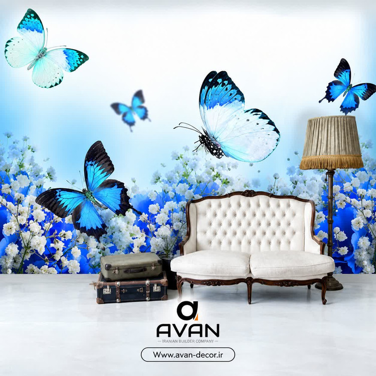 پوستردیواری سه بعدی طرح پروانه